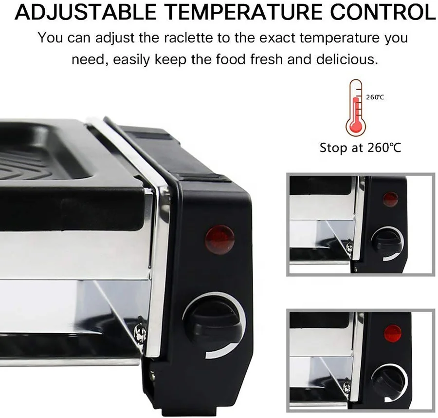 
2 Mini Pans 500W Mini Indoor with Non-Stick Coating Grill Plate Flat & Ridged Surfaces bbq Raclette Grill 