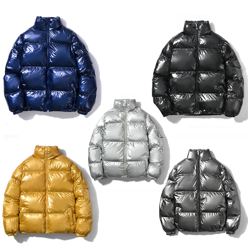

5XL Wholesale Glossy Fleece Down Jackets 2022 Thicken Keep Warm Bread Puffer Coat Plus Size Winter Cotton Puff Jacket Men Custom