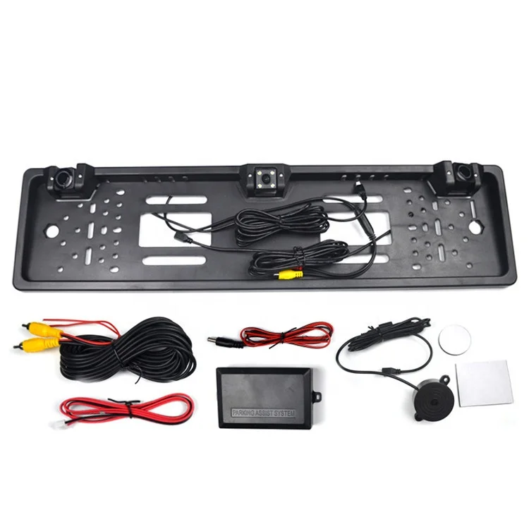 European EU Car License Plate Frame backup camera Car Rear View Camera With 4 LED Light HD Night Vision.jpg