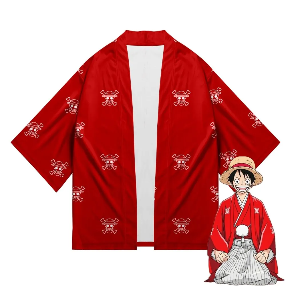 

Hot Summer Fashion Japan Style Anime One Piece Costume kimono Haori of Red for men Women