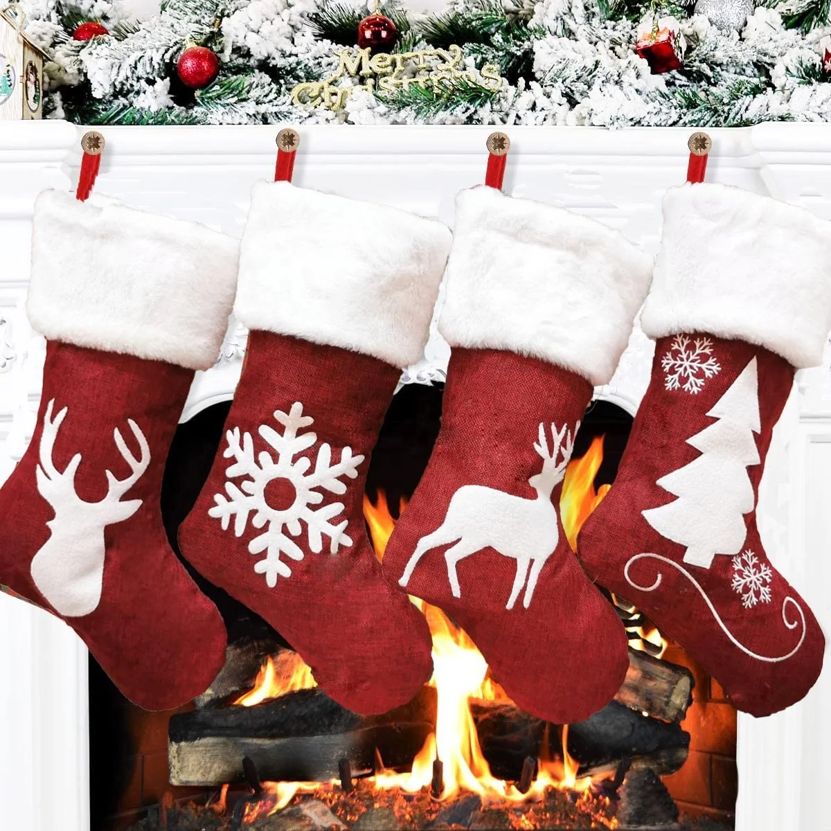 

Free Shipping Christmas Socks Hanging Christmas Tree Decoration Ornaments Fashion New Year Candy Bag Gifts Socks Xmas Decoration