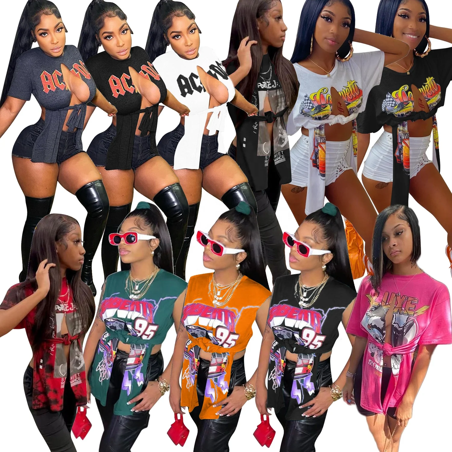 

2022 Women Summer Y2K tops Clothing Graphic Aesthetic Tshirt Tees Sexy Cute Ladies Long Short Sleeve T Shirts Crop Tank Top