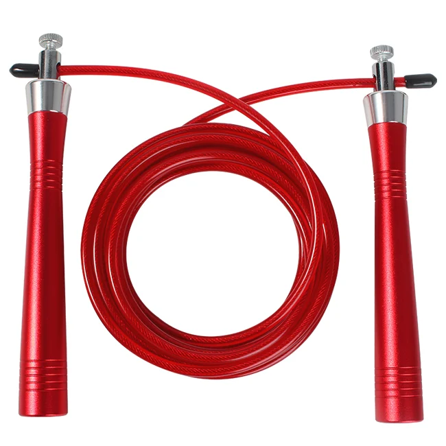 

Wholesale Aluminum Handle Steel Wire skipping rope Home Exercise speed jump rope, Red