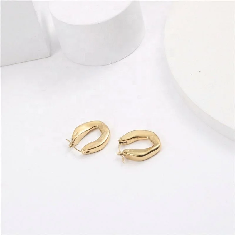 

Trendy Jewelry 2021 Stainless Steel 18K Gold Plated Gold Filled Simple Geometric Hoop Earring