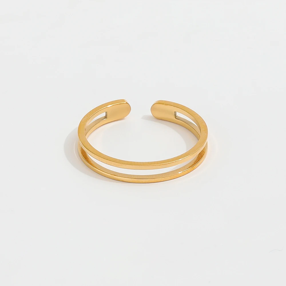 Minimalist PVD  Gold Plated Stainless Steel Ring for Women Trends New Jewelry