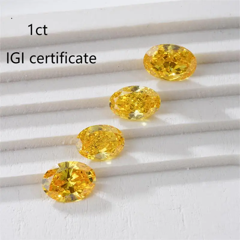 

Starsgem 1ct fancy vivi yellow diamond oval cut hpht diamond IGI certificate diamond stone