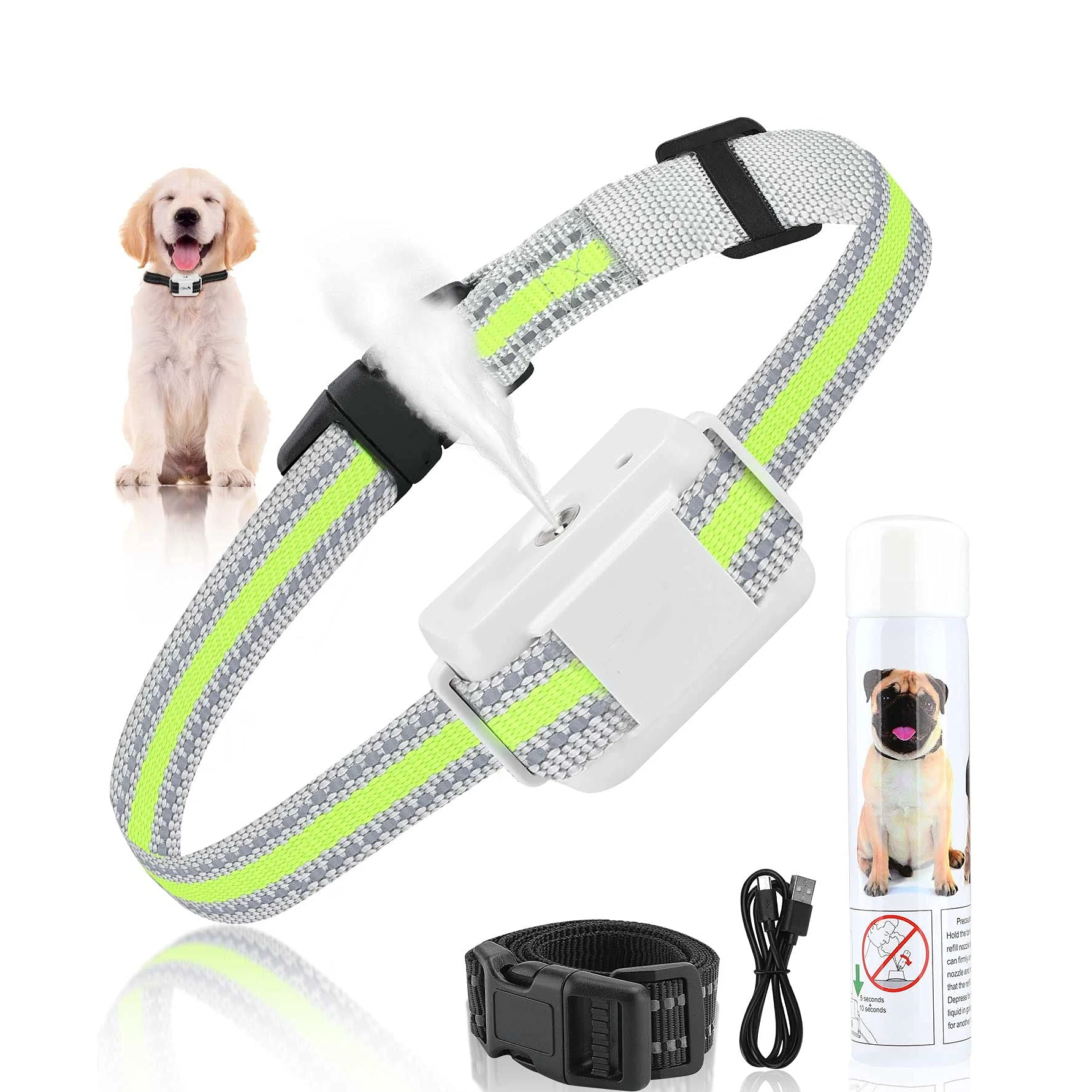 

Waterproof Electric Spray Dog Training Collar Safe Rechargeable Auto Anti Barking Control Dog Collar for Dog, Blue/yellow/orange/green/black