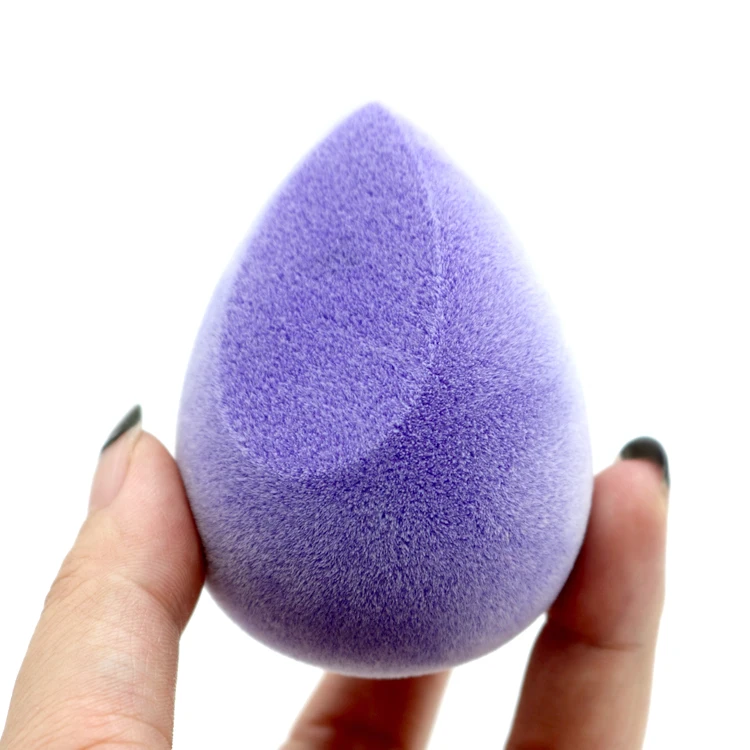 

Wholesale Micro Fiber Beauty Sponge Blender Flocked Velvet Microfiber Makeup Sponge egg, Grey