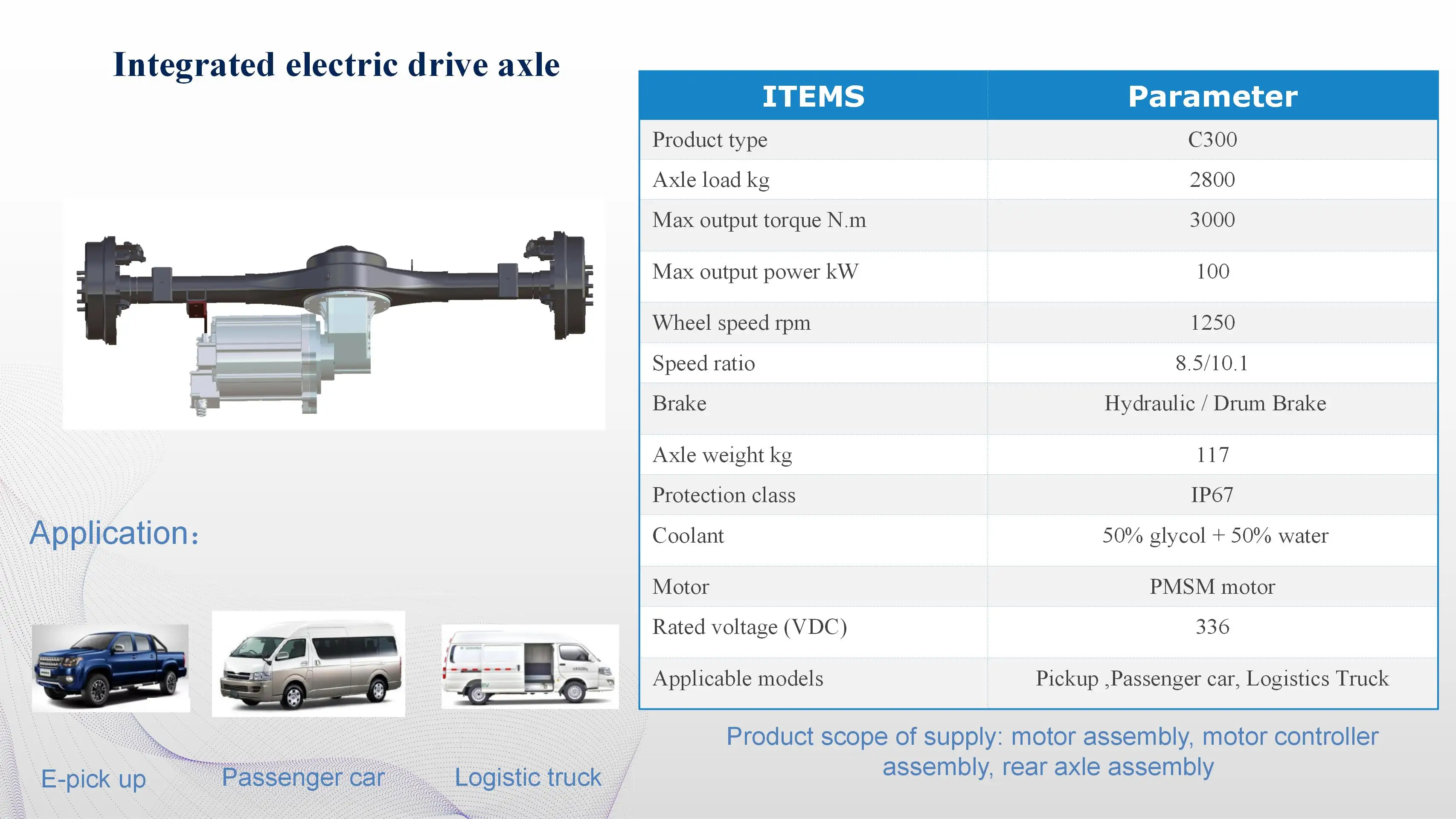 Oem Quality Brand New 100kw Integrated Electric Drive Axle For Ev Truck Electric Pick Up 3554