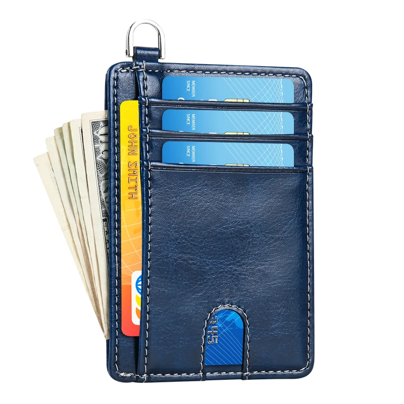 

Cross grain leather multi-function wallet card holder, Black or custom