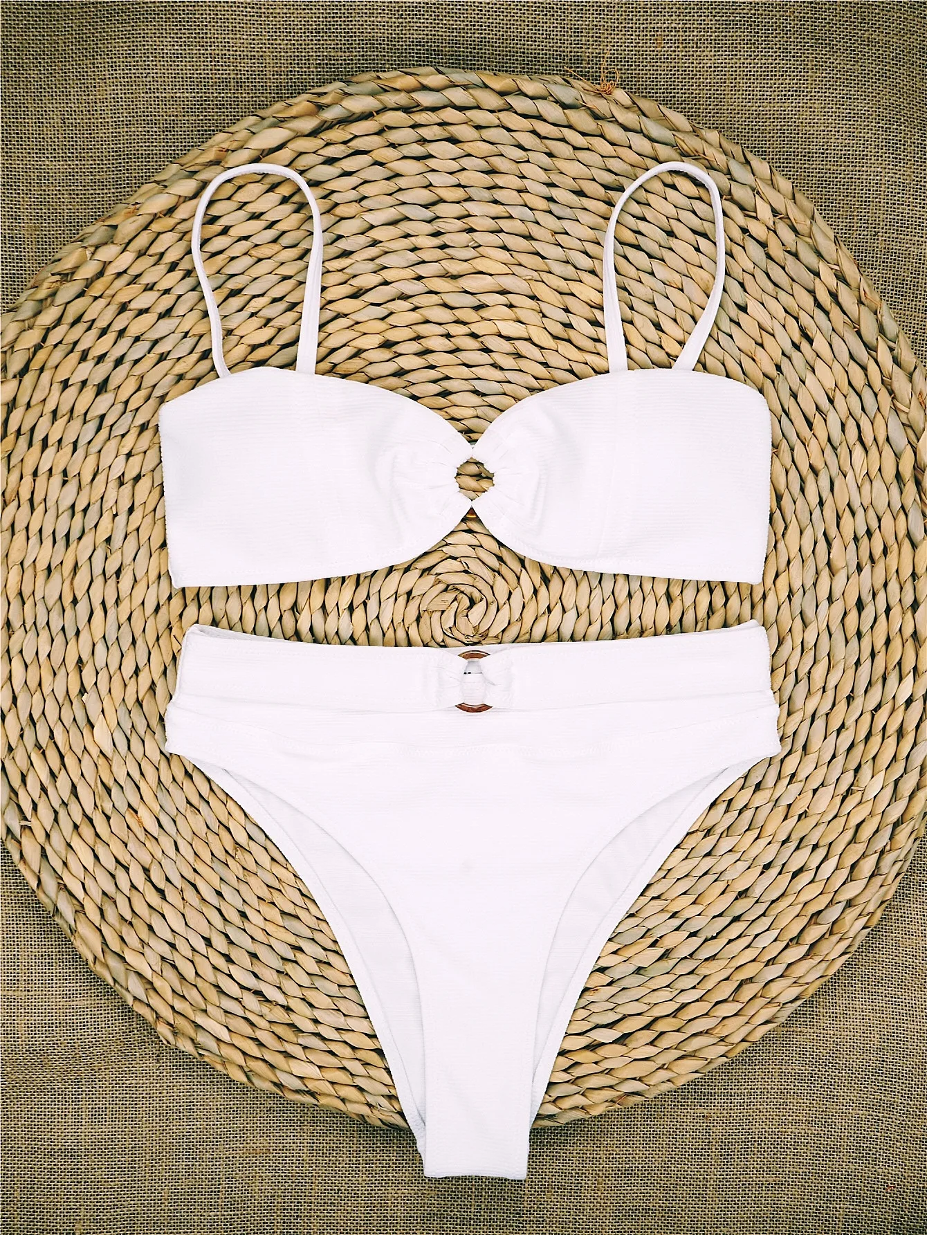 2020 New Bikini Swimwear Sexy Pitted Fabric Bathing Suit White Bikini