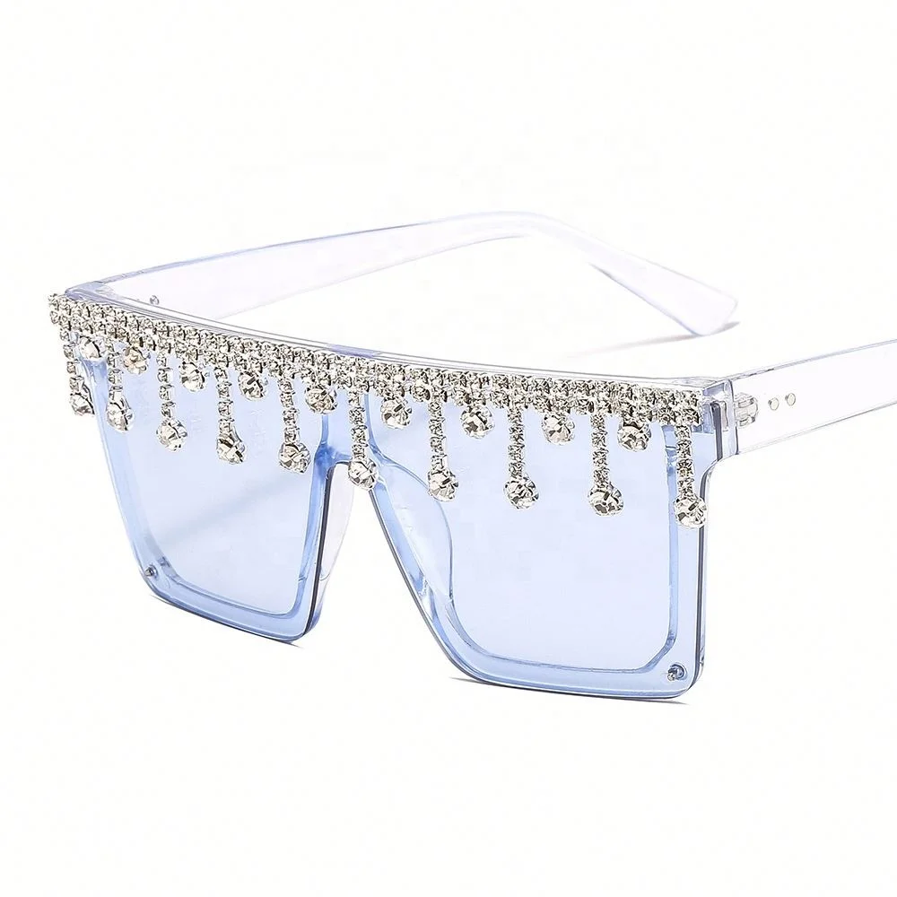 

Stylish Fringe Rhinestone Sunglasses One-piece Large Frame Sunglasses, Colors