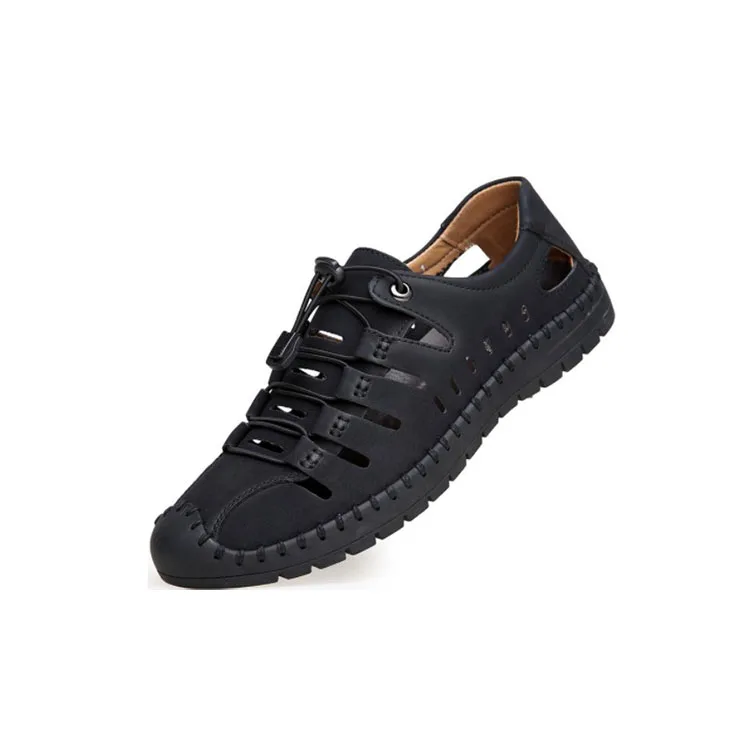 

Outdoor Flat Rubber Soft Light Weight High Quality Leather Sandals Men
