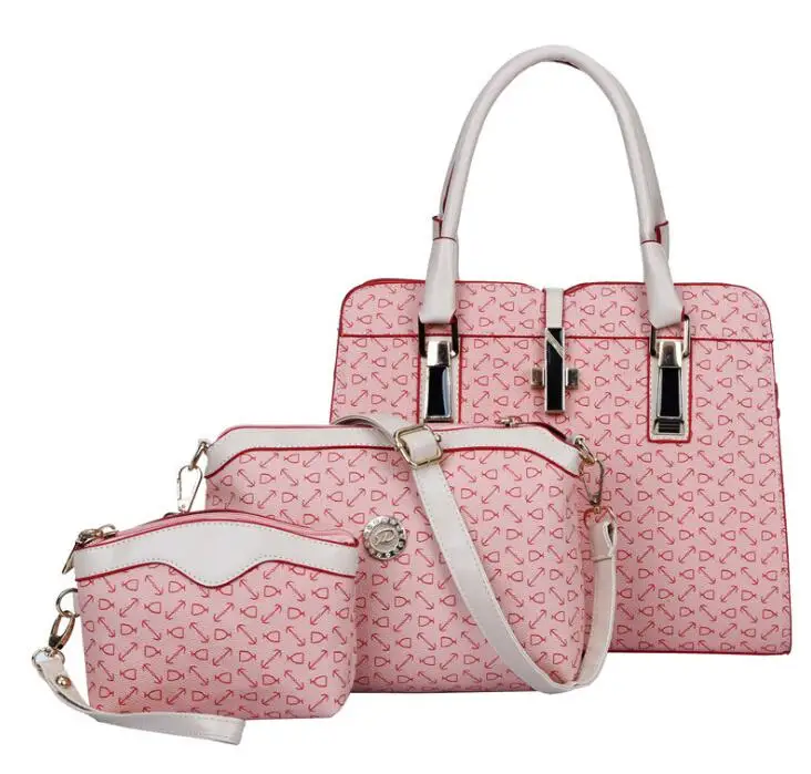 

Fashion classic pu leather women tote bag Pu Leather Lady Handbag Hand Bags Women 3 Pieces Handbags Sets, Blue,pink,beige.as pictures