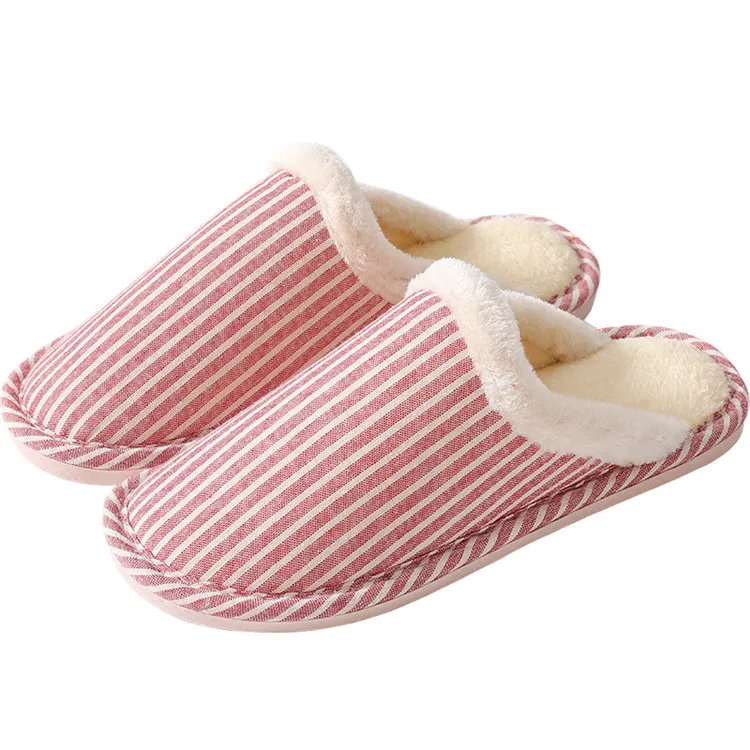 

Vertical Bar Fine Wool Mouth Indoor And Outdoor Home Wooden Floor Couple Floor Cotton Slippers, As picture