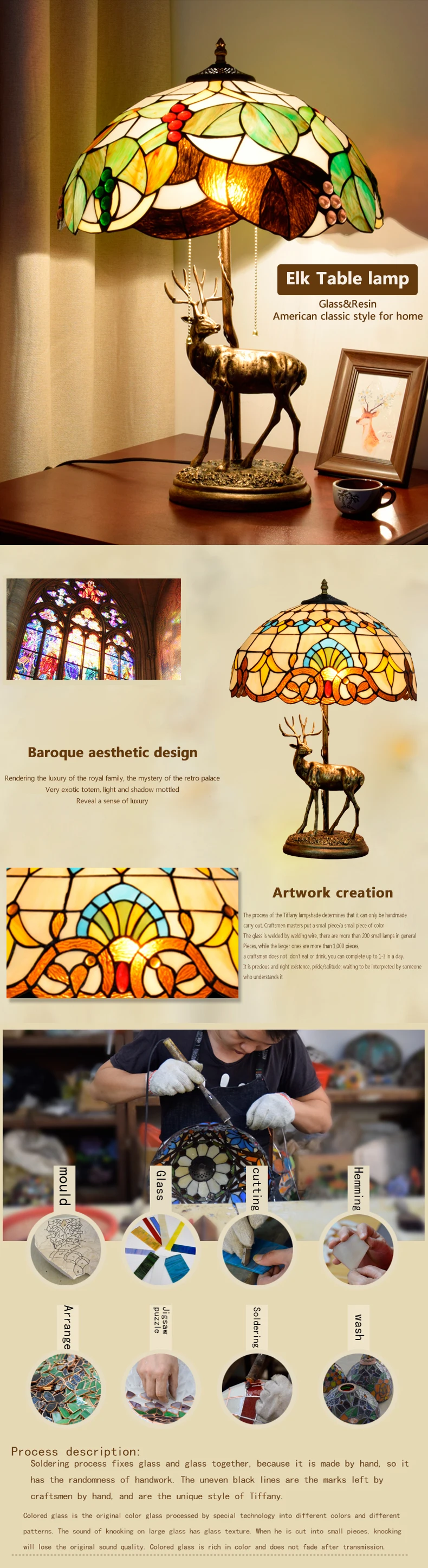 Stained Glass Lamp Forms Tall Table Style 16 Inch Lamps Retro Animal