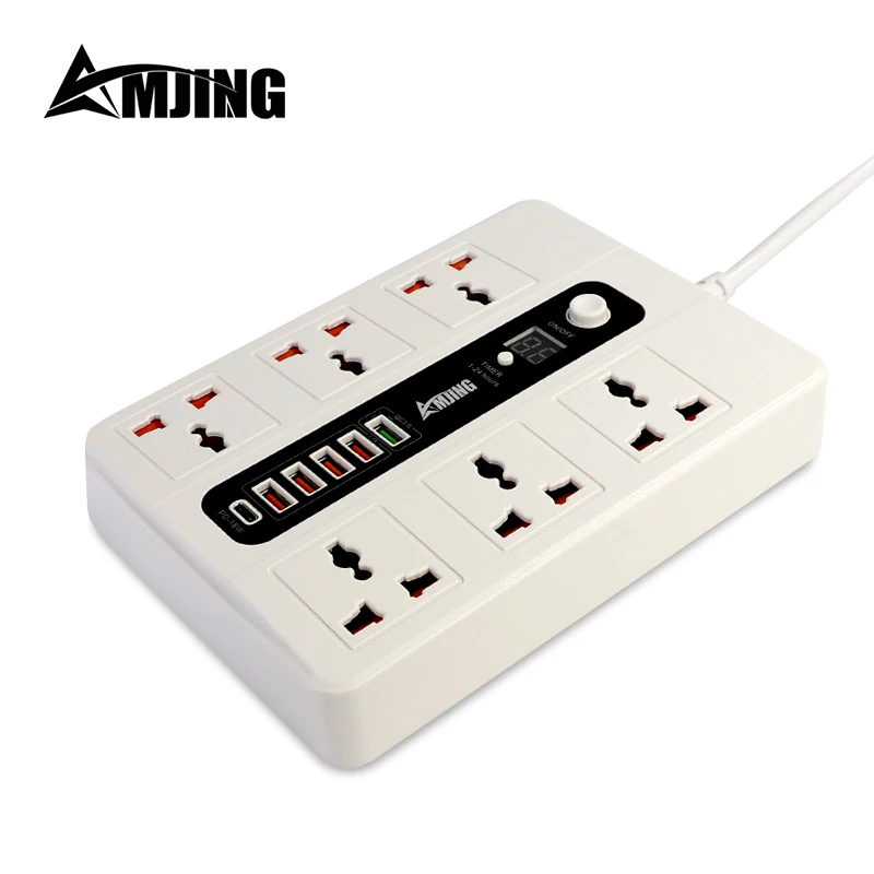 

RTS factory 6 plugs outlet power socket with 5 way USB PD 18w Type-C socket for household or office