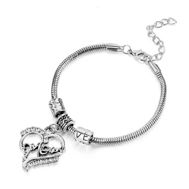 

Small Order Western Wish Hot Mother's Day Fashion Bracelets Creative Diamond Heart Mom Bracelets For Wholesale Jewelry 2021, As picture