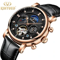 

KINYUED hot sales Fashion Tourbillon Automatic Movement Mens Automatic Mechanical Watch Genuine Leather Wristwatch
