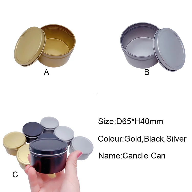
Gold round tin can for 3oz candle jar in stock 