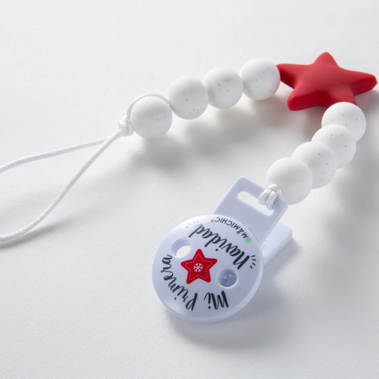 

Baby silicone teether beads soother pacifier chain holders for newborn toddler baby shower gifts