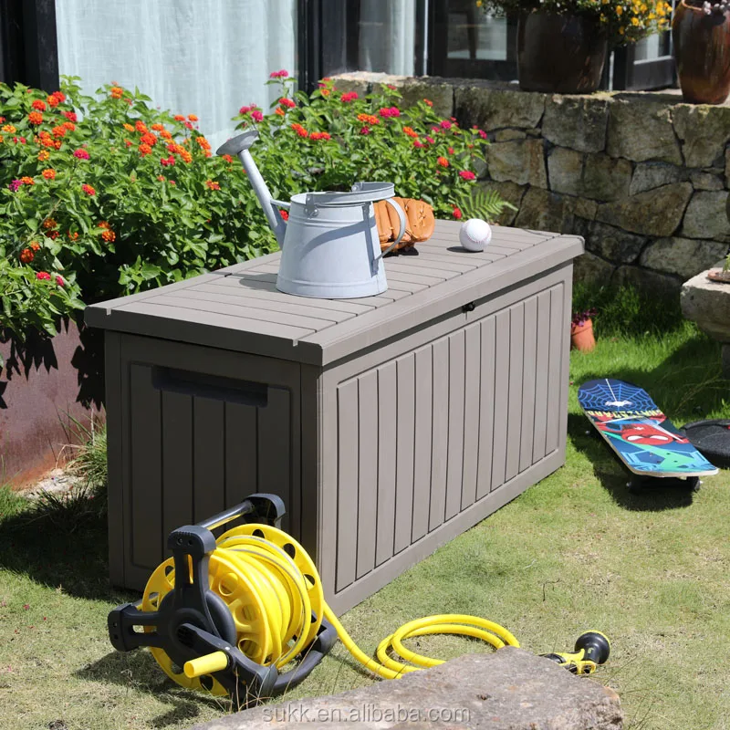 

Plastic Waterproof Outdoor Rattan Storage Box Cushion Storage Chest Box Black