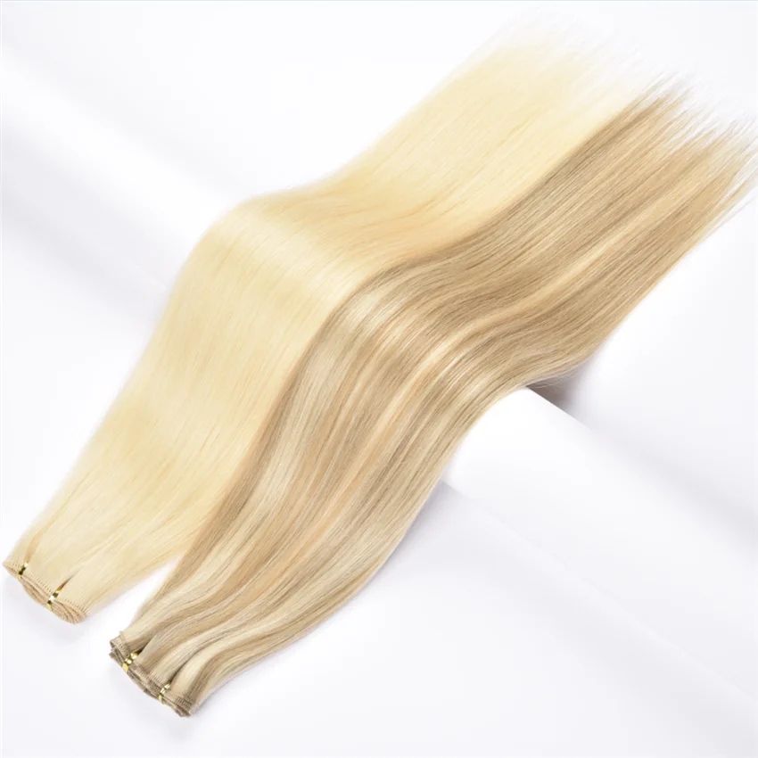 

Hand Tied Hair Weft Extensions Super Flat Cuticle Aligned European Remy Virgin Human Bundle Hair Vendors