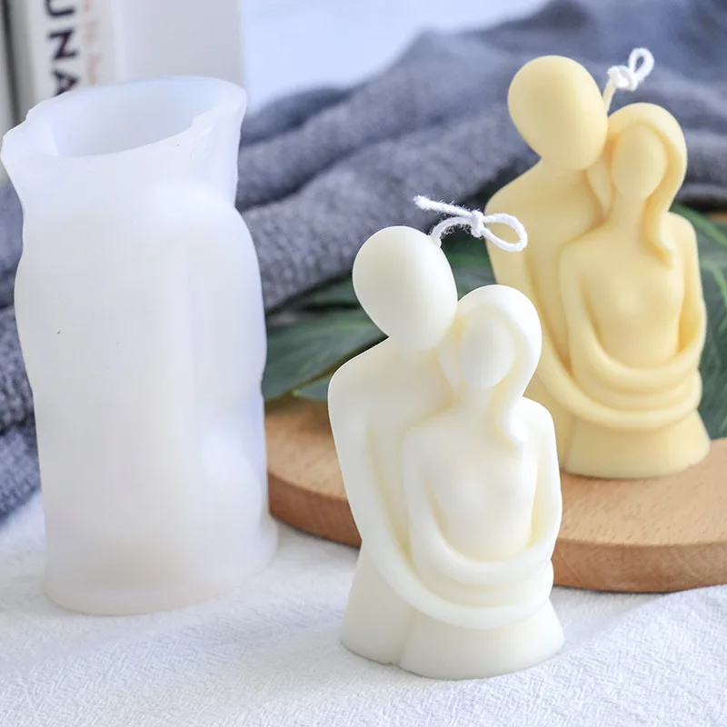 

HO117 Portrait Silicone Mold Creative Family Couple Hug Mold DIY Aromatherapy Candle Plaster Decoration Mold, White