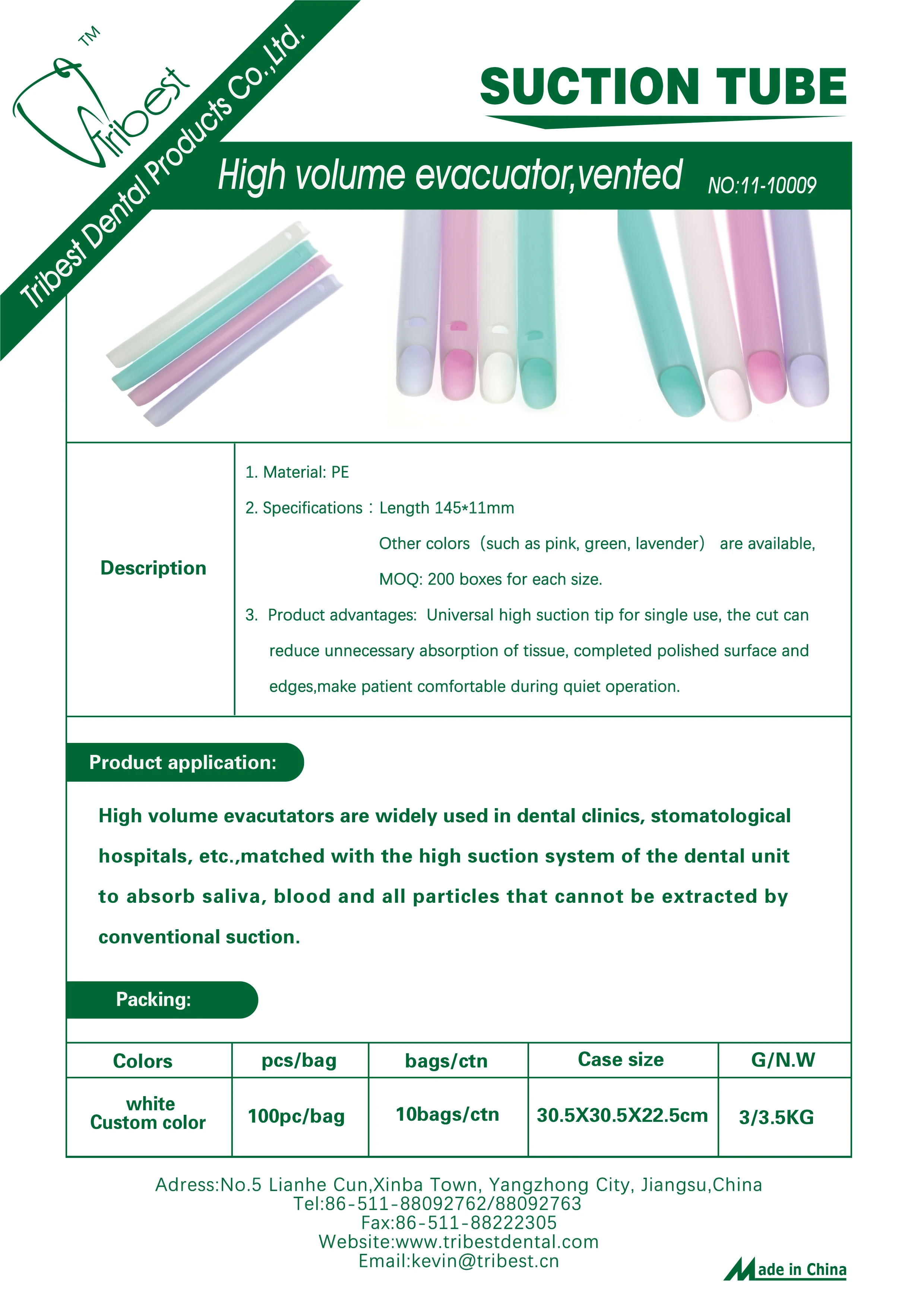 Tribest Dental Saliva Ejector Tips High Volume Evacuator Suction Tip