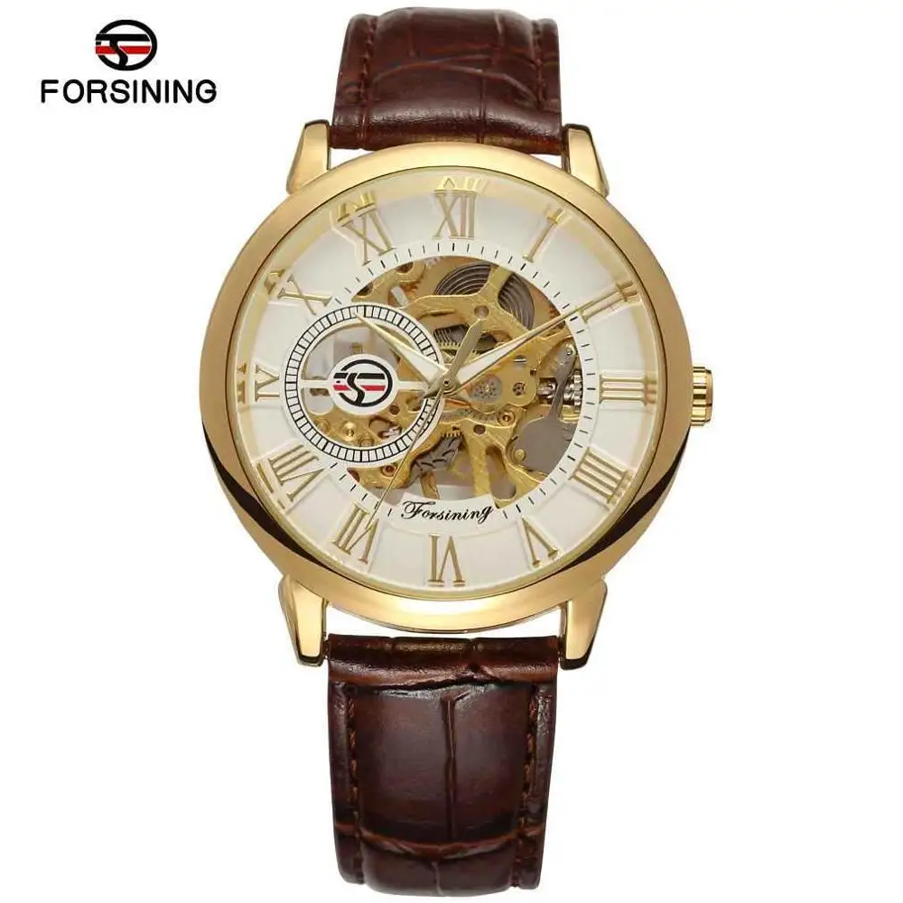 

Forsining A099P Luxury Hot Sale Hollow Out Mechanical Man Leather Watch High Quality Watch, 4 colors for you choose