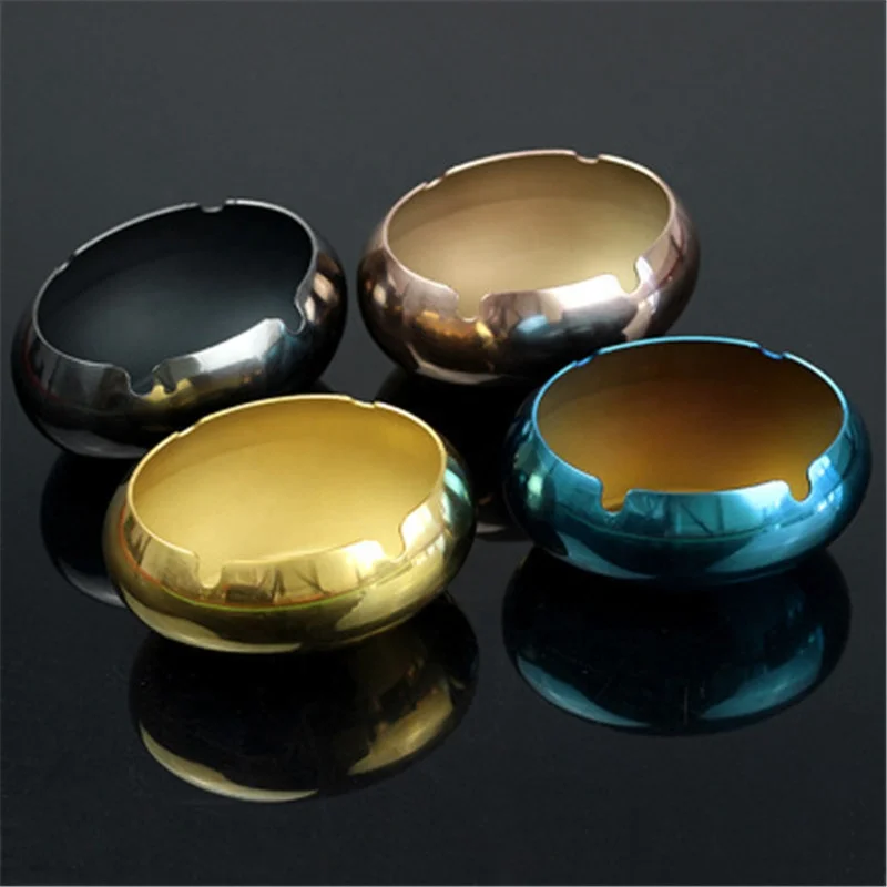 

Stainless Steel Round Smoking Ashtray, Blue/gold/rose gold/black