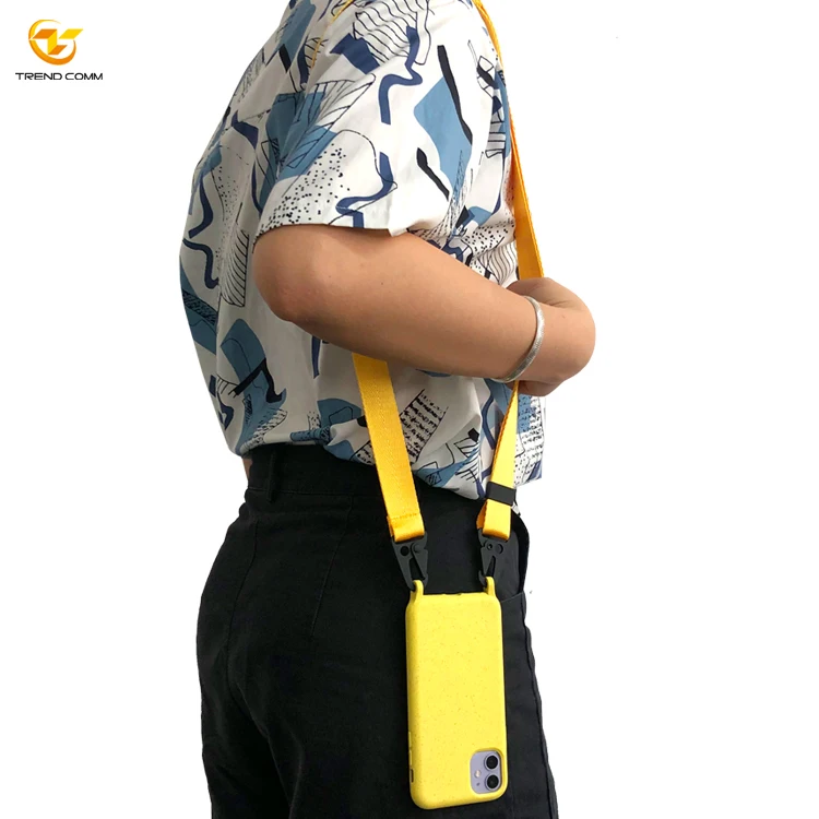 

Detachable Strap Biodegradable Printed Wheat Straw Phone Case For iPhone 11