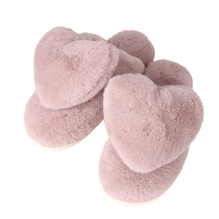 

Women's Cute Winter Comfy Fuzzy Memory Foam Slip On Heart-shaped Fluffy Plush House Slippers Indoor Wholesale, Black/brown/blue/red/pink/customized