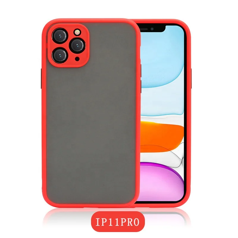 

Shockproof matte case camera protect thin color bumper skin touch phone case for iphone 11 pro max, Multi colors