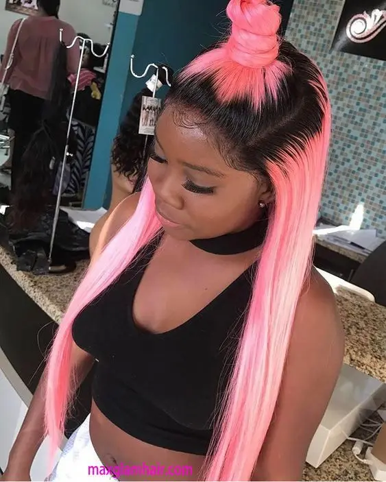 

Wholesale Hair Peruvian Virgin Hair Straight Bundles ombre 1B/Pink Weft 100% Human Hair Weave Tinashehair royalhairboutique