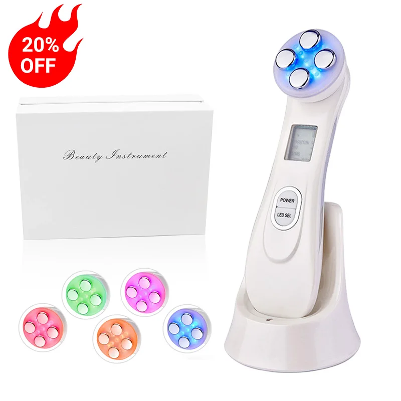 

Radio Frequency Facial LED Photon Skin Care Device Face Lifting Tighten Wrinkle Removal Eye Care RF Skin Tightening Machine, White/ black/ pink