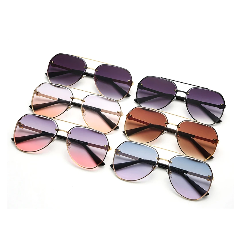 

China Factory UV400 Oversized Big Metal Frame Rhinestone Decoration Sun Shade Women Fashion Sunglasses, 6 colors