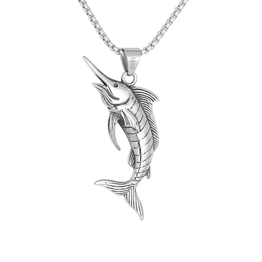 

Fashion Tarnish Free Jewelry 3D Mockup Stainless Steel Fish Charm Pendant Necklace