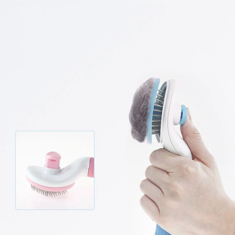 

Pet dog cat brush grooming slicker self cleaning massage hair remover push hair comb