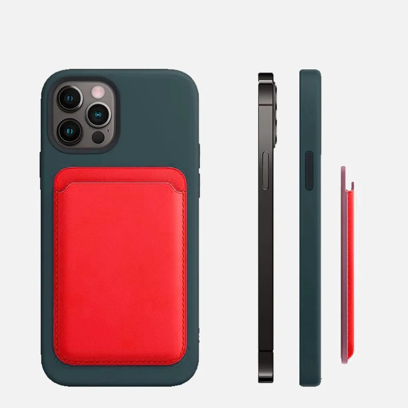 

Original Luxury New Design for iPhone 12 Mini Pro Max PU Leather Cell Phone Back Holder Sticker Cover Magnetic Phone Card Case, Green/brown/orange/blue/red/black