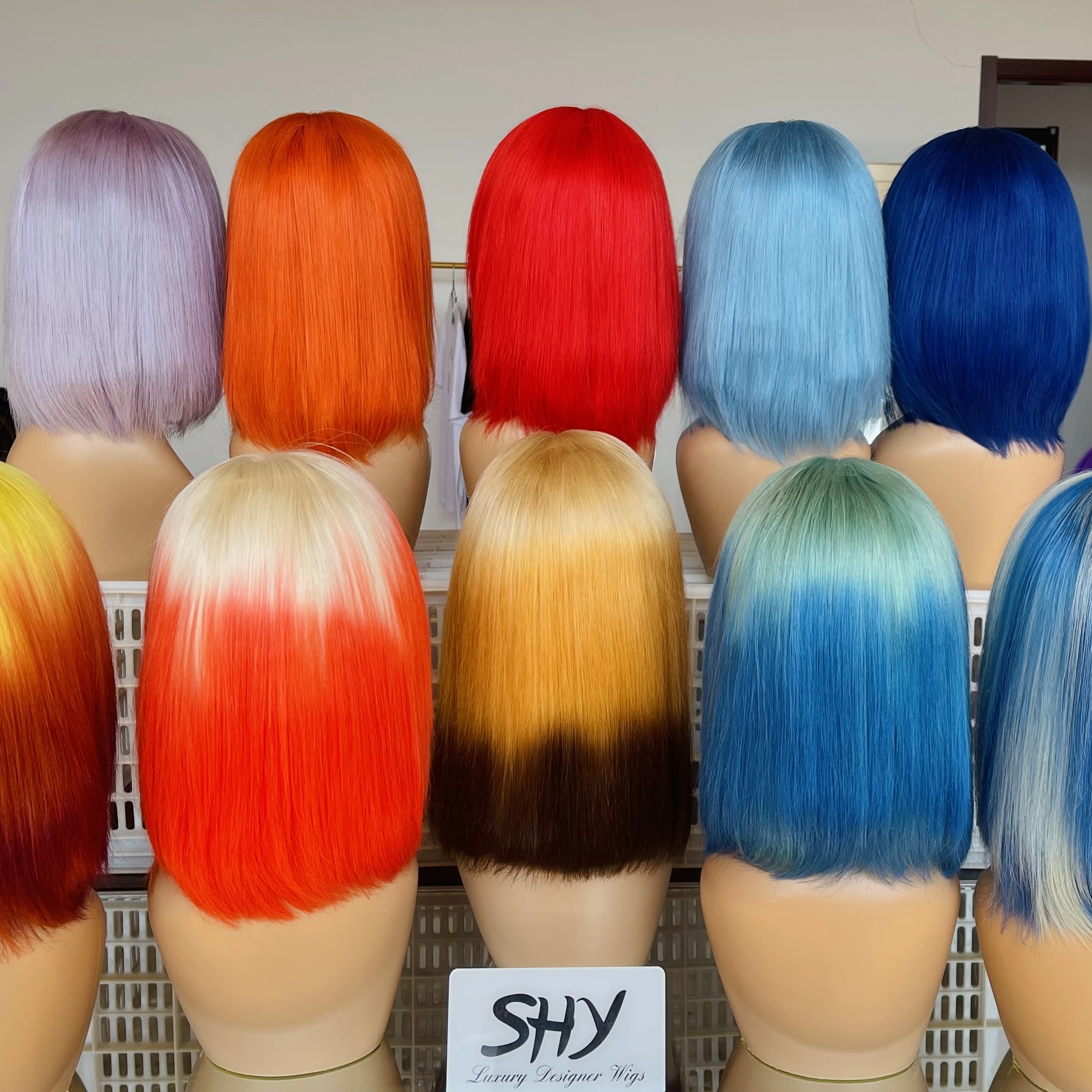 

Wholesale Raw Hair Colorful Bob WigTransparent Lace Front Wig For WomanInvisible Lace Closure Wigs With Preplucked On Sale Now