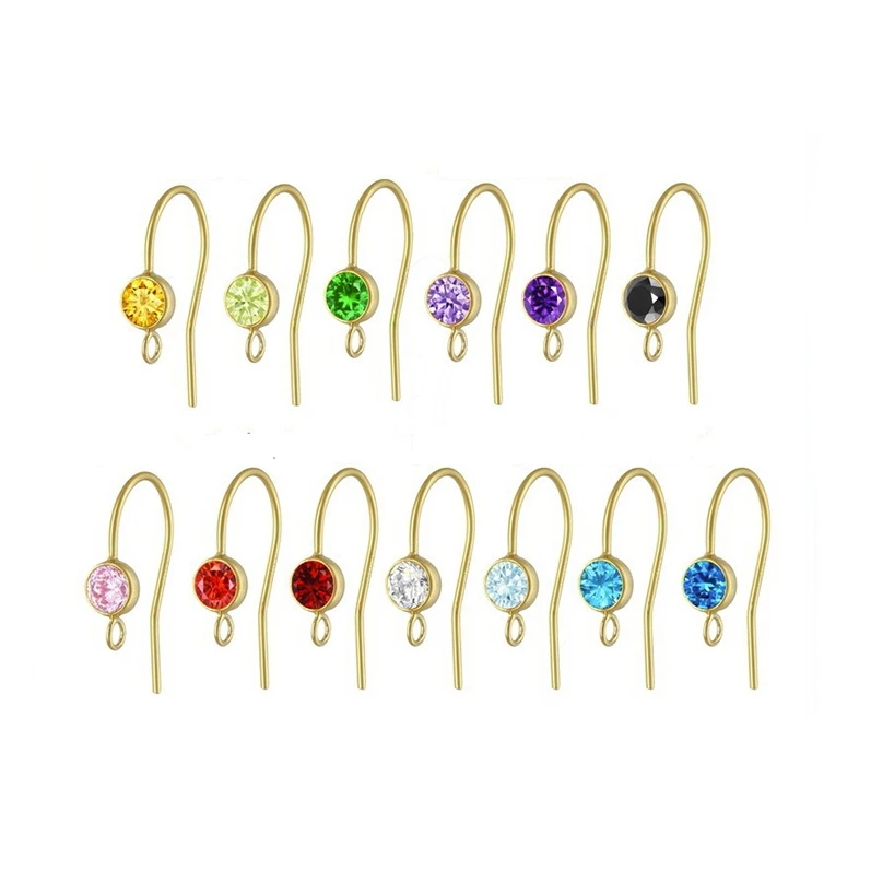 Fashion 14k Gold Filled 4mm Zircon Jewelry Earrings Hooks with Ring for Women