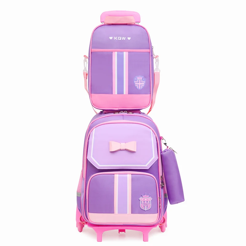 

2020 Waterproof dual-purpose bag Pupil trolley bag six-wheel stair climbing backpack with pen bag, Customized color