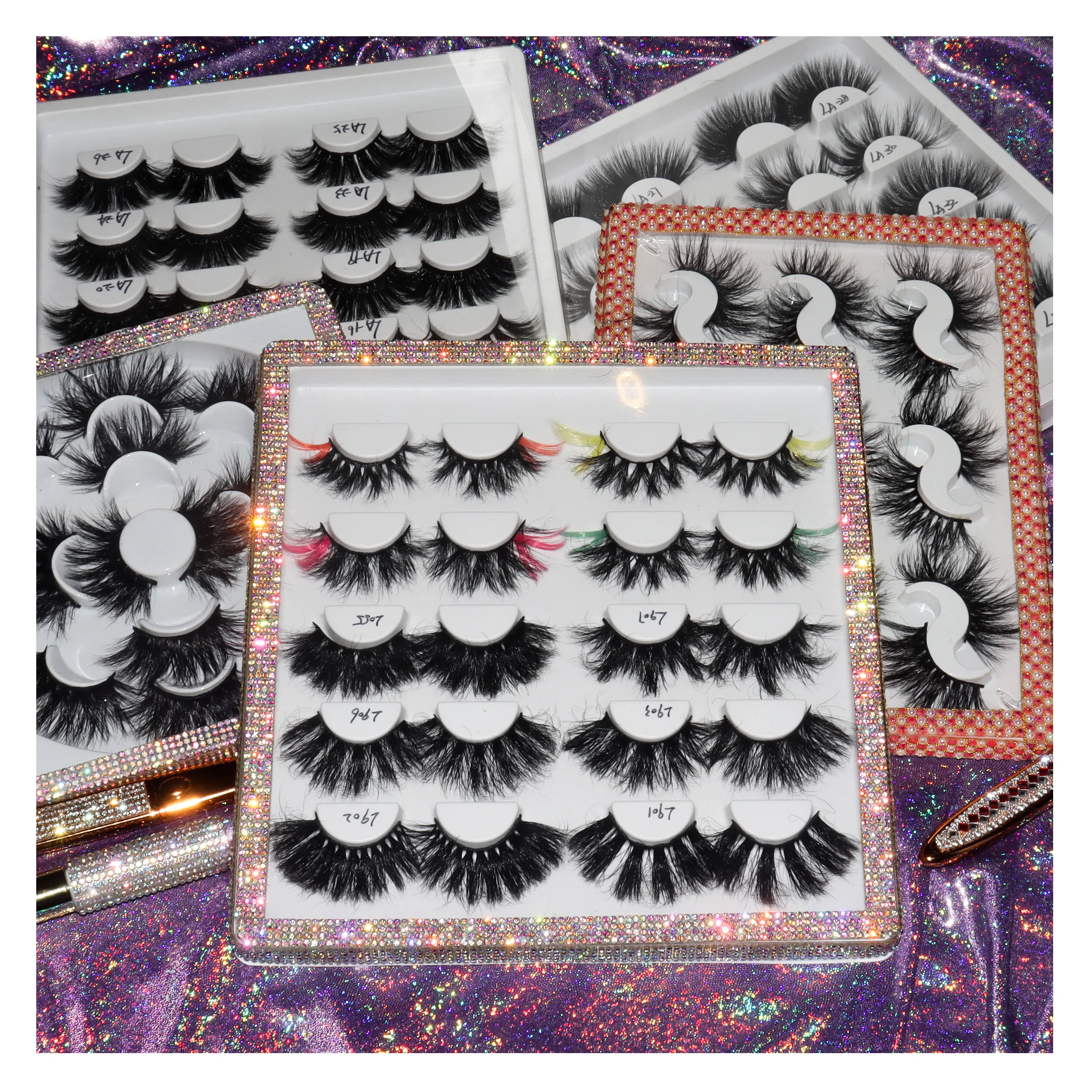 

China large vendor 3d mink false eyelashes 100% siberian lashes set packaging private label, Natural black