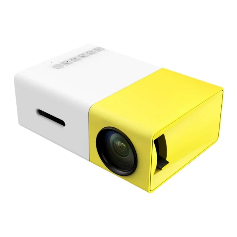 

UCHOME rechargeable home outdoor LCD LED micro mini pocket handheld portable projector, Yellow and white, black and white, blue and white