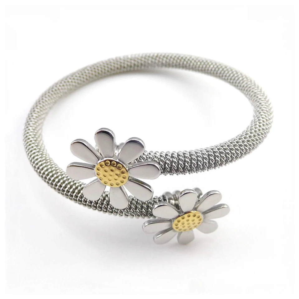 

New Arrival Fashion Jewelry Bracelets For Women Stainless Steel Elastic Flower Bracelets & Bangles Female gift