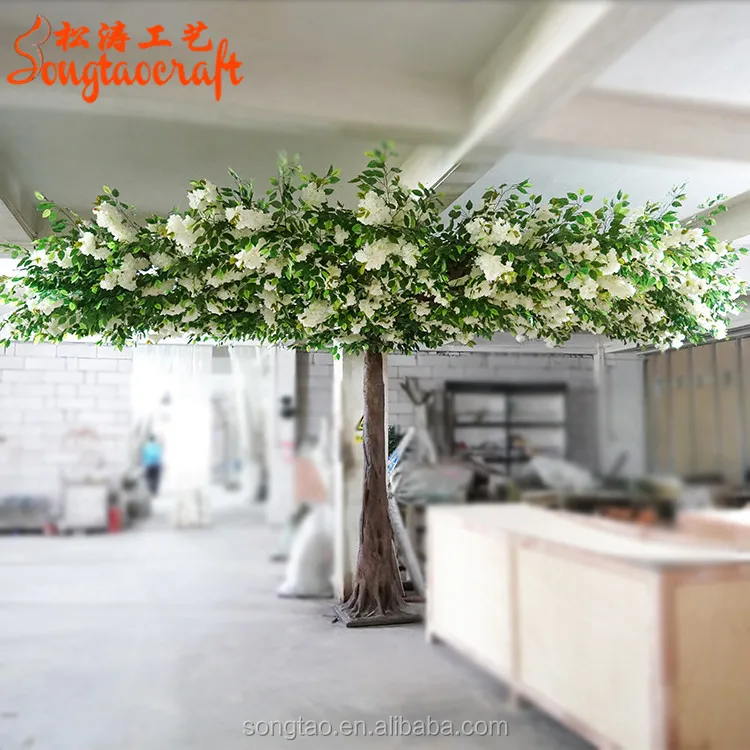 

Outdoor Indoor Fake Silk Fabric Flower Artificial Cherry Blossom Tree Branches For Wedding Decoration, Pink;red;white;green;purple