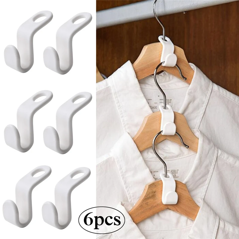 

6pcs Clothes Hanger Hook Folding Storage Clothes Rack Wardrobe Hanging Hanger Connection Hook Space Saving Connectors, As show