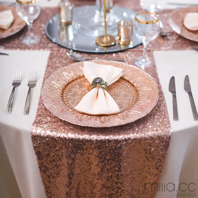 Sparkle Linen Christmas Table Linen Decoration Red Gold Glitter Table Cloth 