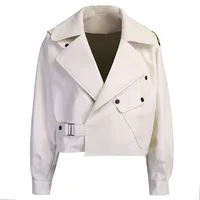 

2020 New arrivals Long Sleeve Women PU Leather short Jacket